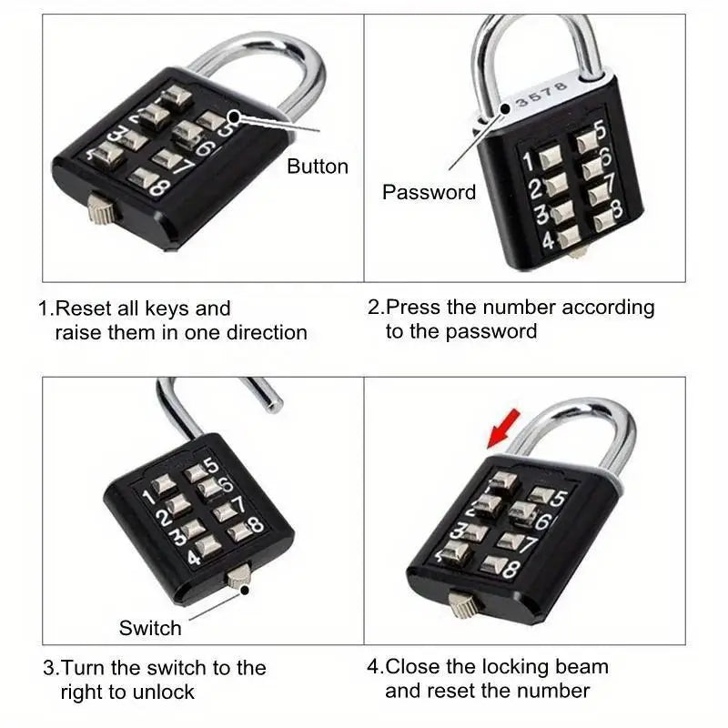 2-Pack 8-Digit Combination Padlock – Waterproof Travel Lock Combination Padlock Axl
