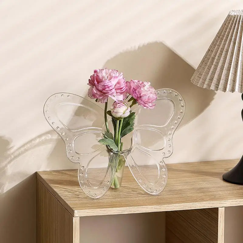 Transparent Acrylic Butterfly Flower Vase | 3D Home Décor Decorative Vase Axl