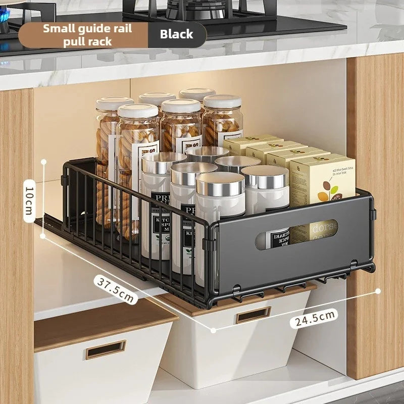 Foldable Under Sink Organizer with Pull-Out Basket | No-Drill Cabinet Storage Organizer Axl