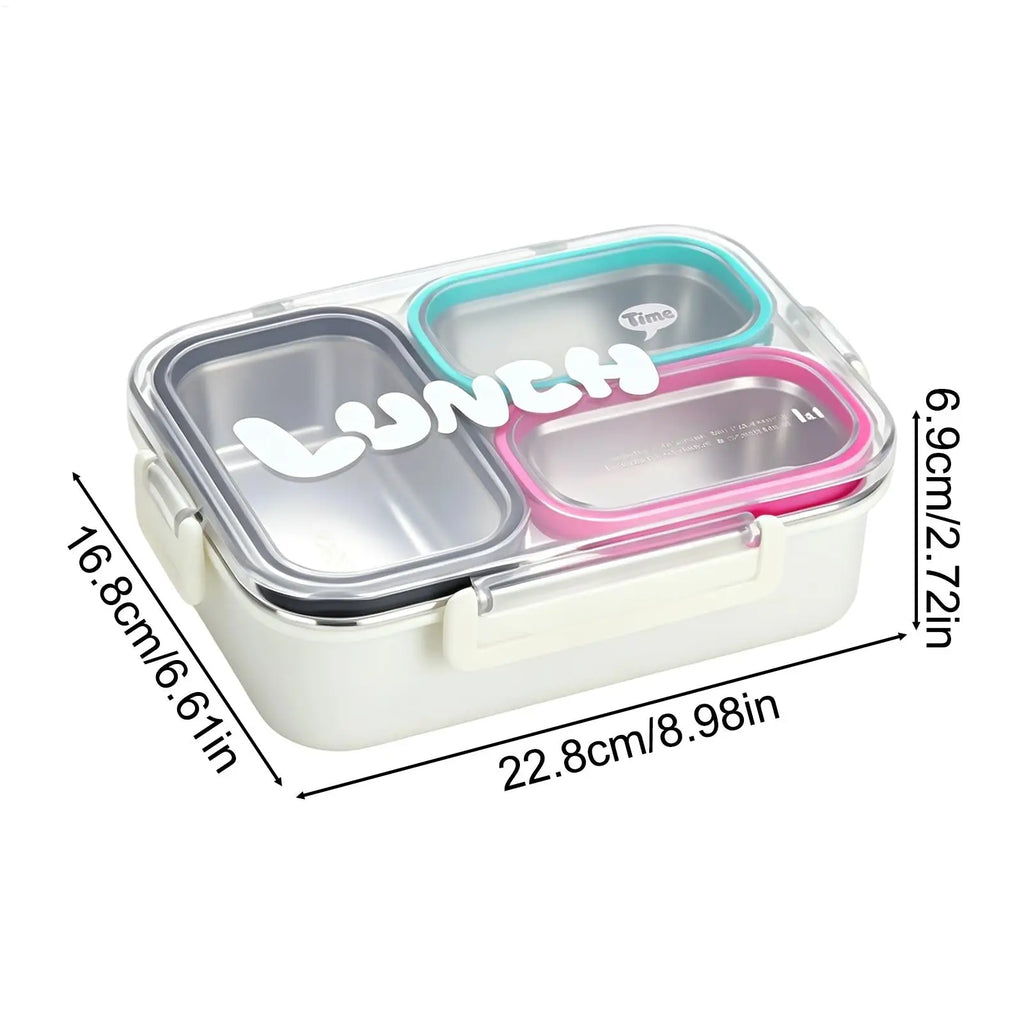 304 Stainless Steel Lunch Box – 3-Compartment Leakproof Bento Stainless Steel Lunch Box Axl