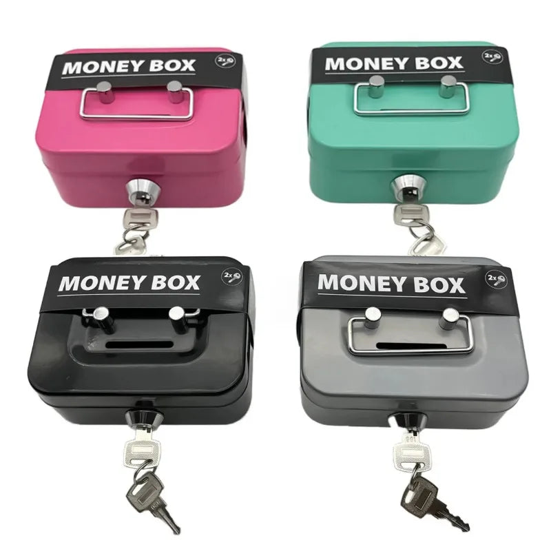 Lockable Coin Box Piggy Bank with Key – Portable Storage Box Coin Bank Box Axl