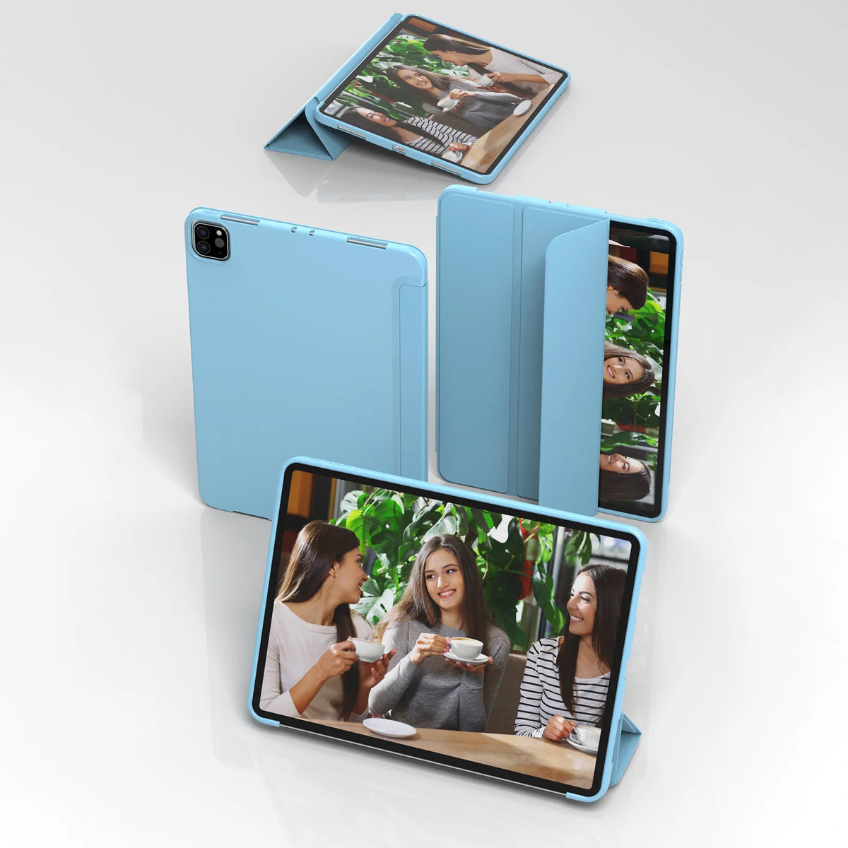 Slim iPad Case Hard Shell Fold Stand – Multi-Gen Compatible Tablet Case Axl Sky Blue iPad Pro 11inch 2022