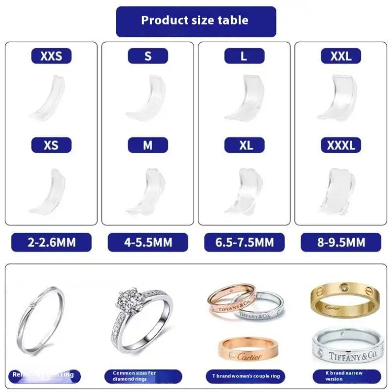 8-Size Silicone Ring Size Adjuster Set – Invisible Clear Resizer Ring Size Adjuster Axl
