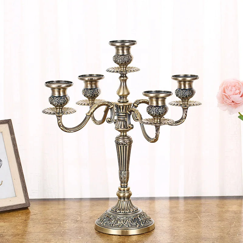 Silver Gold Multi-Arm Metal Candelabra – 3 & 5 Arm Candle Holder Metal Candelabra Axl Bronze 5 Arm