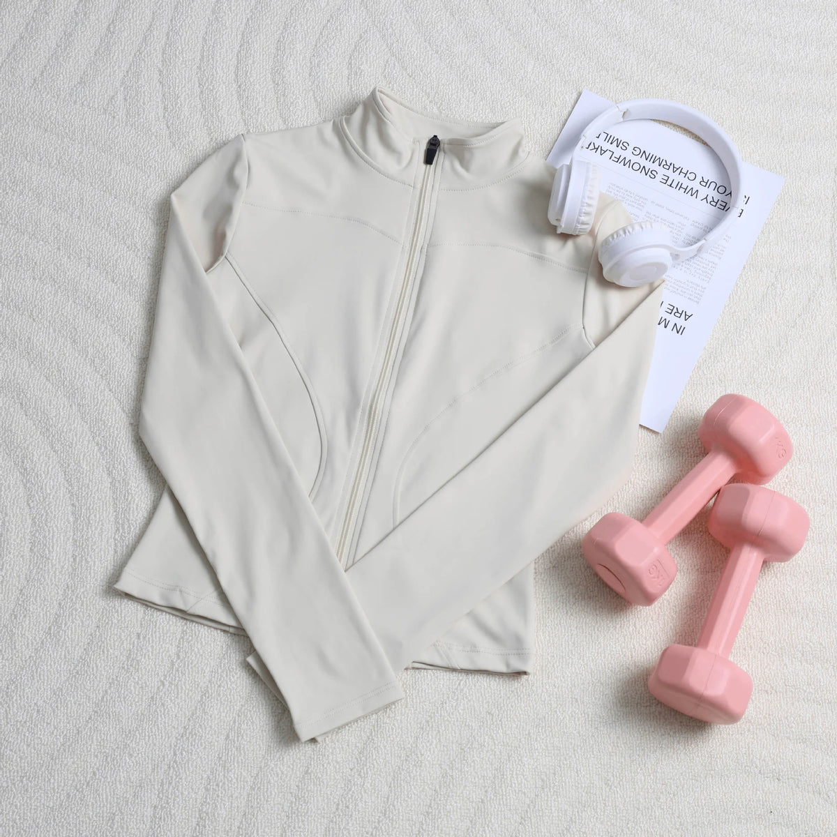 Women's Plus Velvet Zip-Up Sports Jacket – Slim Fit Quick Dry Women's Sports Jacket Axl White XL