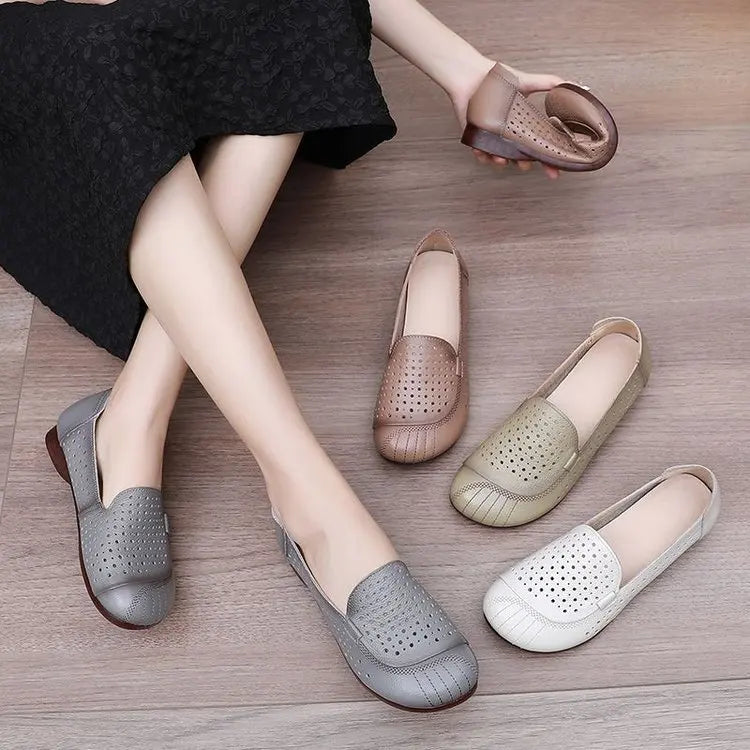 Women's Slip-On Mesh Sandals – Soft Sole Low Heel Flats Women's Flat Sandals Axl