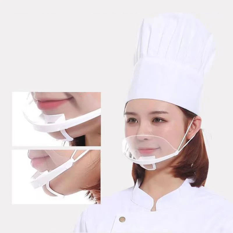 20-Pack Clear Catering Face Masks – Reusable Splash-Proof Clear Catering Mask Axl