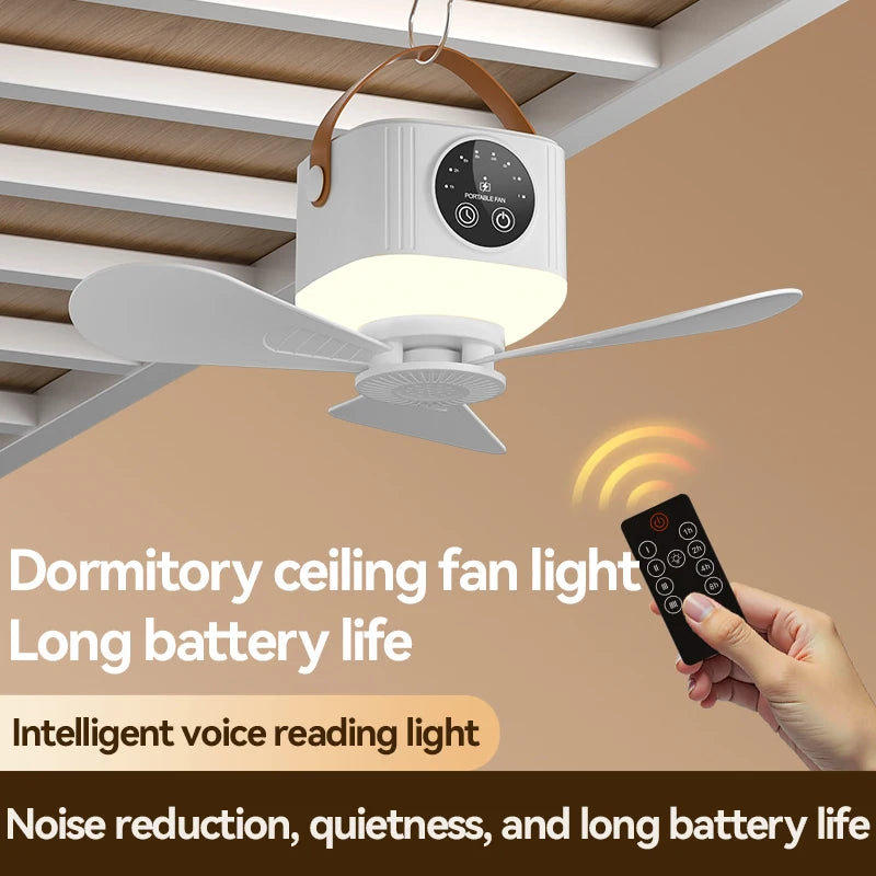 Rechargeable Portable Ceiling Fan 3600mAh – Remote & LED Light Rechargeable Ceiling Fan Axl White-Charge