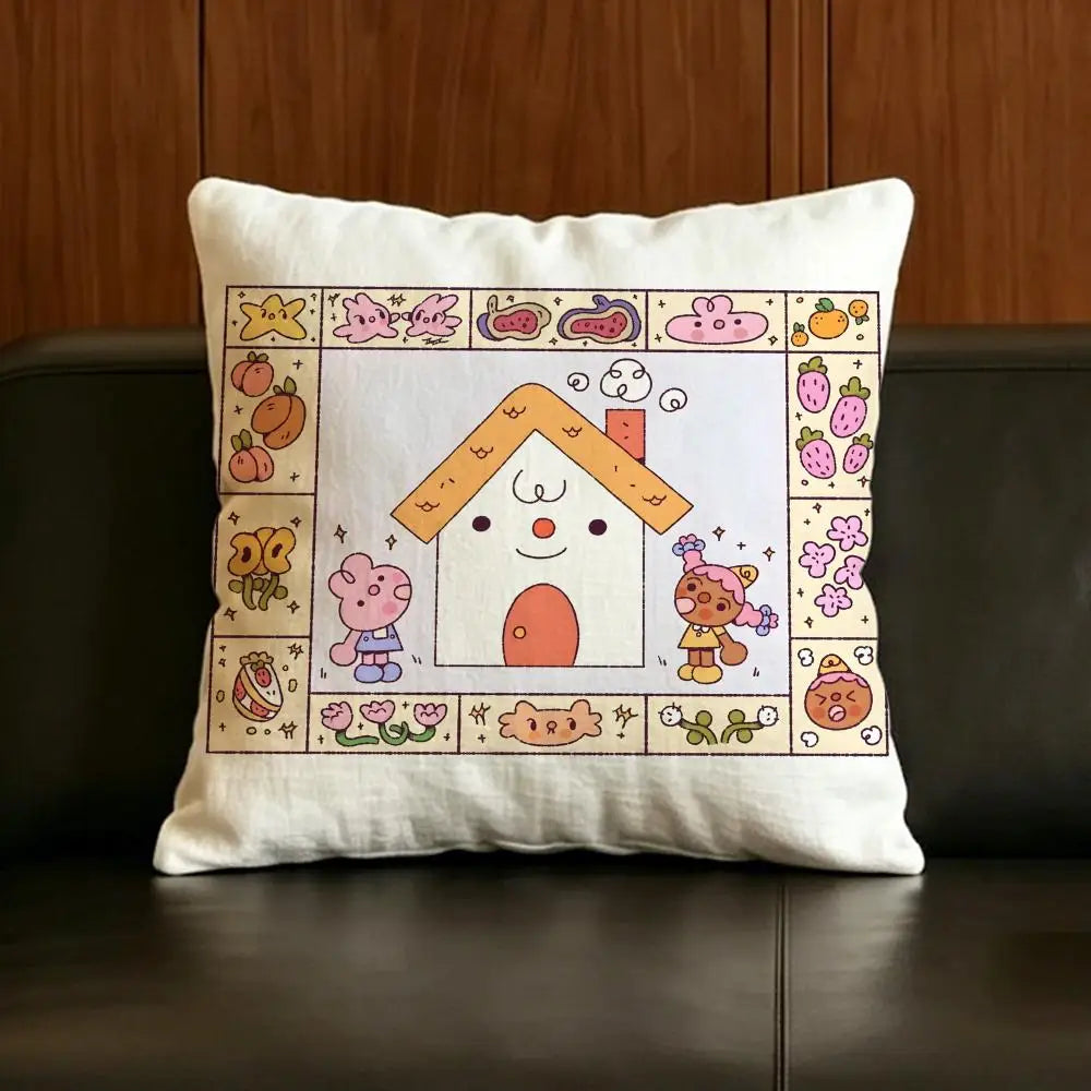 Natural Linen Cushion Cover Set | Printed Pillow Cover 6 Sizes Linen Cushion Cover Axl White15 50X50cm