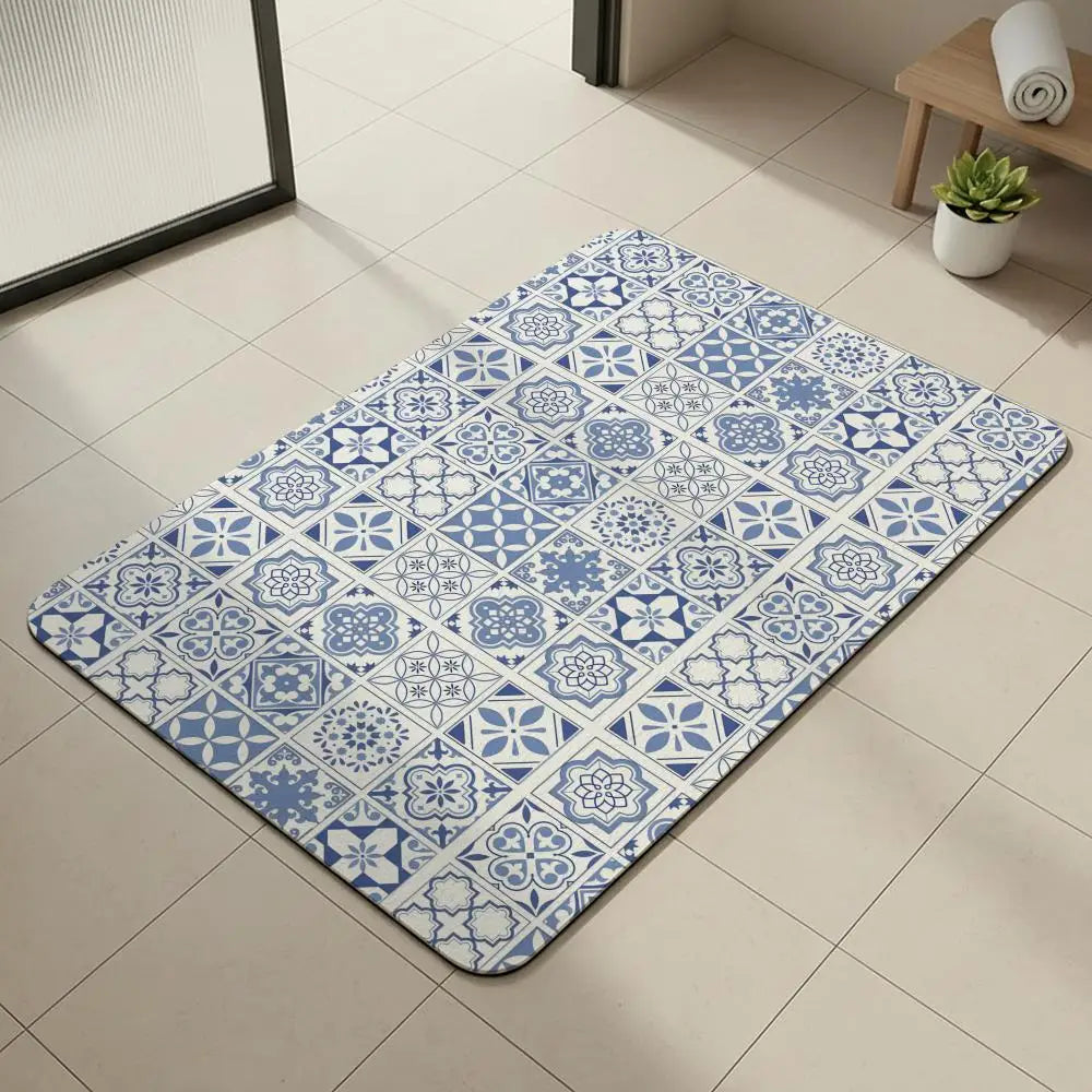 Moroccan Tile Diatomite Bath Mat – Quick Dry & Non-Slip Diatomite Bath Mat Axl White8 30x45cm