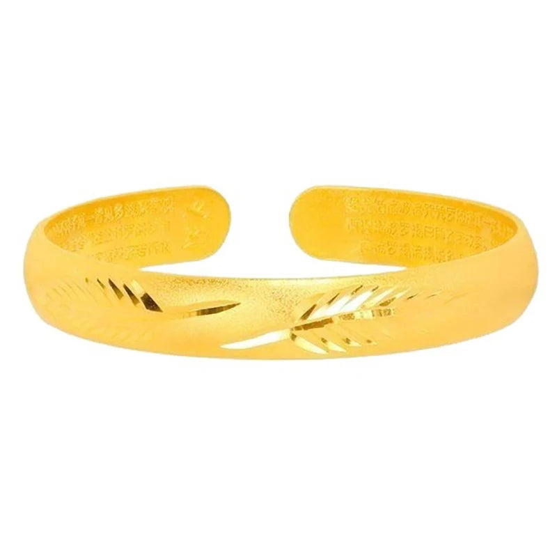 Ancient Heart Sutra Gold Dragon Leaf Bracelet for Women Cuff Bracelet Axl onesize