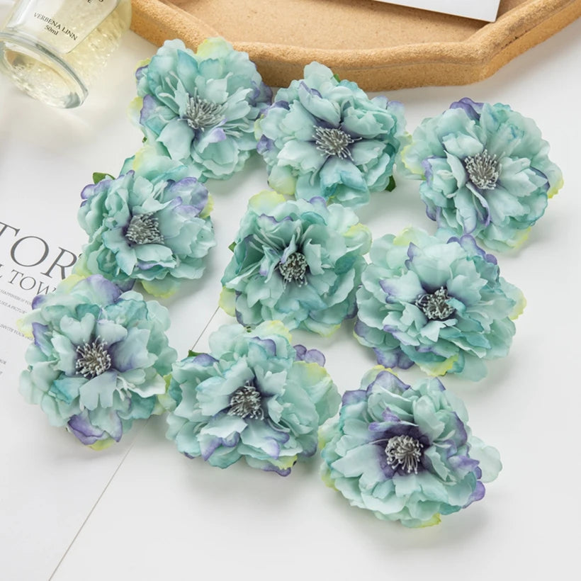 Silk Peony Artificial Flower Heads 10/30 Pcs – Wedding & Home Décor Artificial Flower Heads Axl color 12 10pieces