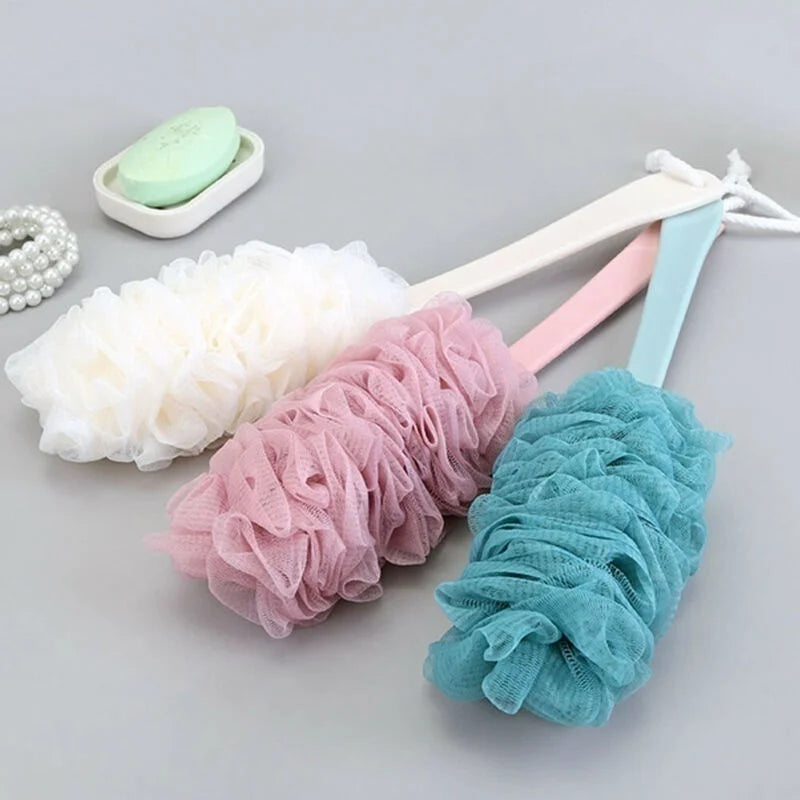 Long Handle Bath Brush – Soft Mesh Back Scrubber & Body Puff Bath Brush Axl