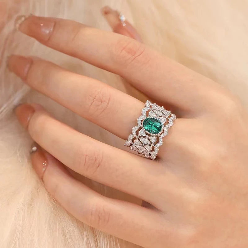 Huitan Hollow Cubic Zirconia Ring – Women's Elegant Party Jewelry Fashion Ring Axl