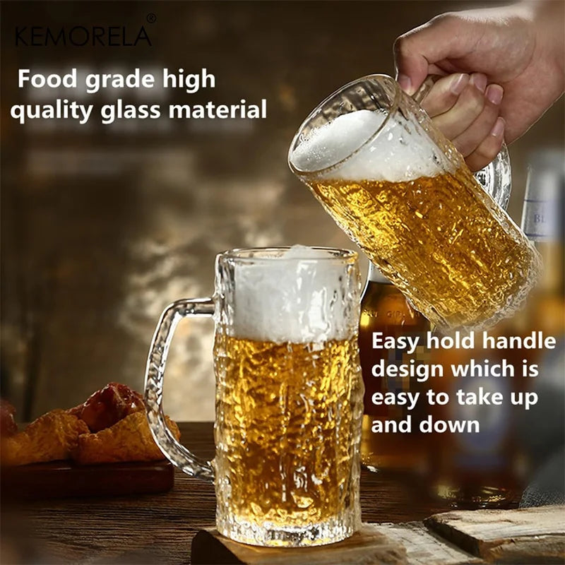 KEMORELA 400ml Frosted Glacier Pint Beer Mugs | Bar Grade Glass Beer Pint Mugs Axl