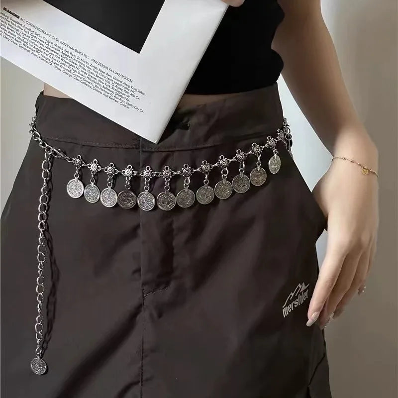 Pearl Waist Chain Belt – Retro Hollow Metal Body Jewelry Pearl Waist Chain Axl