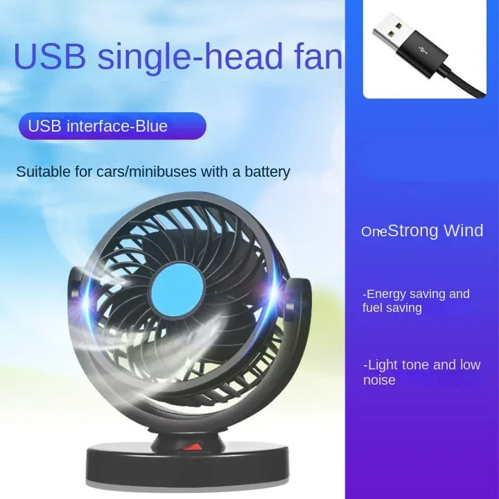 12V 24V Car Rear Seat USB Fan – 3-Speed Flexible Neck Car Interior Fan Axl 1 Head 5V USB
