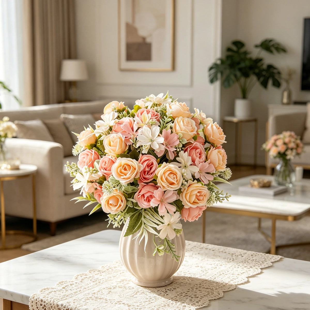 Silk Rose Artificial Flower Bouquet – Wedding & Home Decor Artificial Flower Bouquet Axl