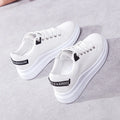 YBQJOO Women's Low-Cut Casual Non-Slip White Sneakers Women's Casual Sneakers Axl White Black 37