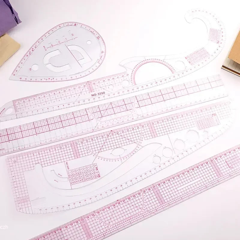 6-Piece French Curve Ruler Set for Sewing & Pattern Drafting Sewing Ruler Set Axl