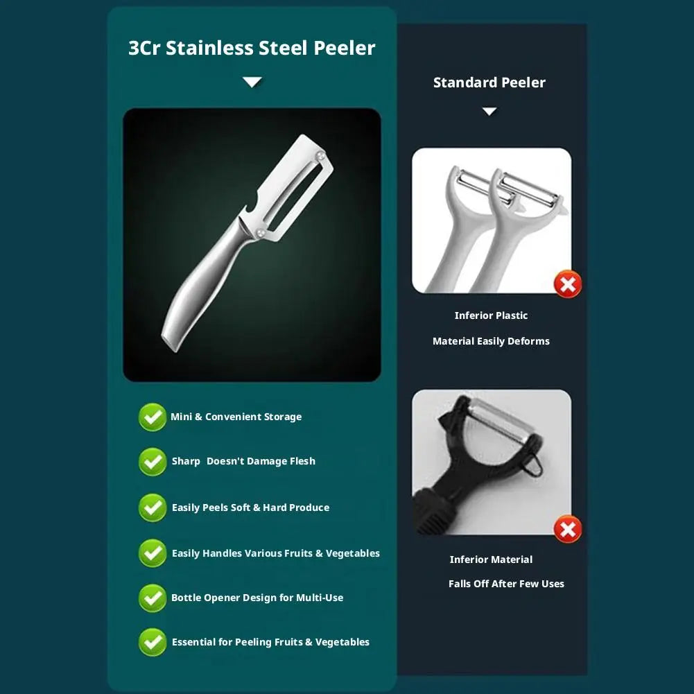 Stainless Steel Fruit & Vegetable Peeler with Bottle Opener Kitchen Peeler Axl