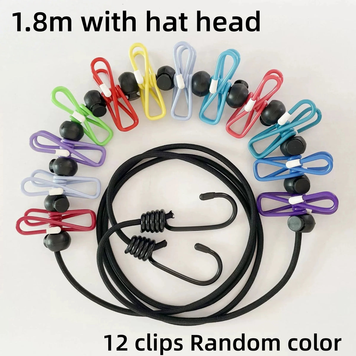 Retractable Clothesline 1.8m with 12 Metal Clips | Travel & Camp Retractable Clothesline Axl 1.8m with hat head