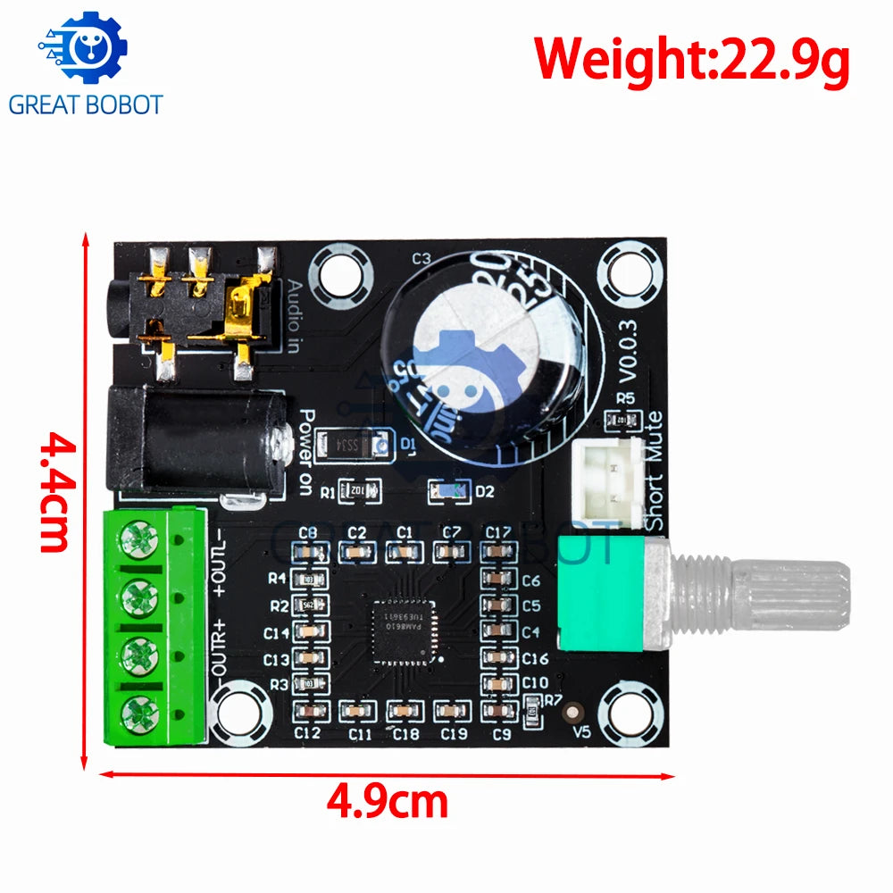 PAM8610 12V Mini Stereo Amplifier Board 2×10W Class D Hi-Fi Stereo Amplifier Board Axl