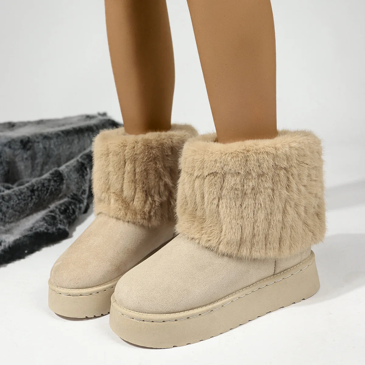Women's Slip-On Plush Snow Boots – Warm Black Ankle Boots Women's Snow Boots Axl brown 41