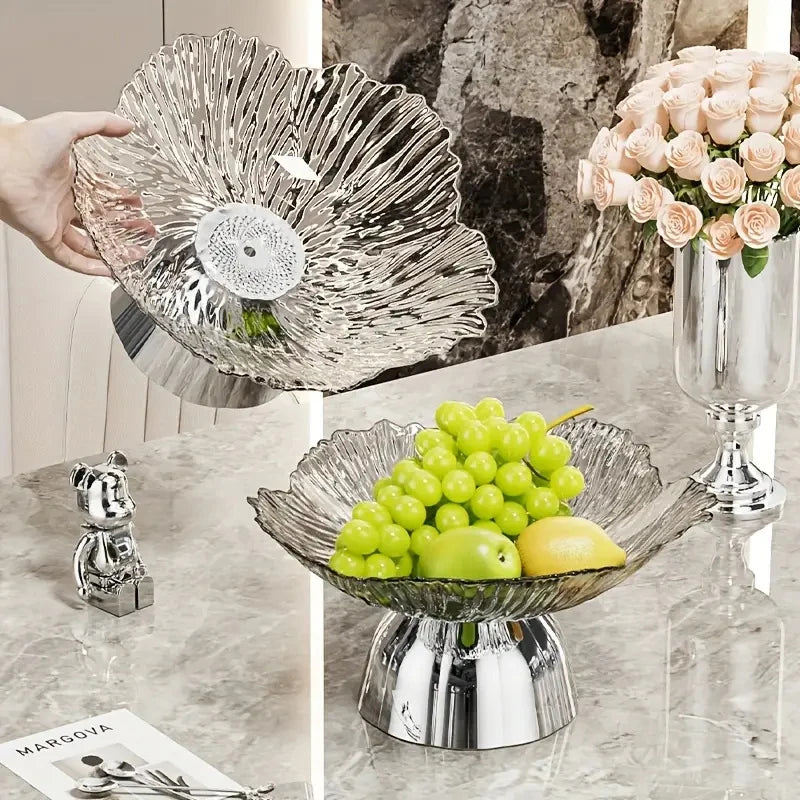 Transparent High-Foot Fruit Plate – Luxury Snack Display Tray Fruit Display Tray Axl