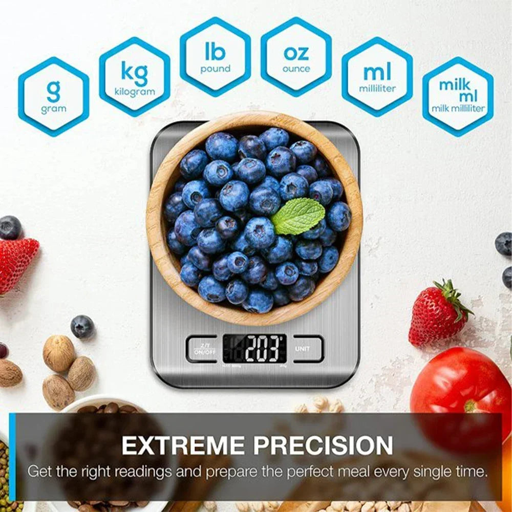 Digital Kitchen Scale 5kg – LCD Food Scale in Stainless Steel Digital Kitchen Scale Axl