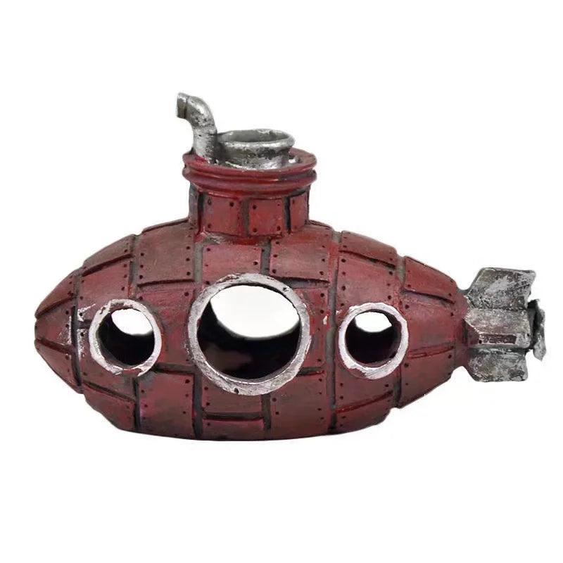 Resin Submarine Aquarium Ornament – Fish & Shrimp Hiding Cave Aquarium Ornament Axl
