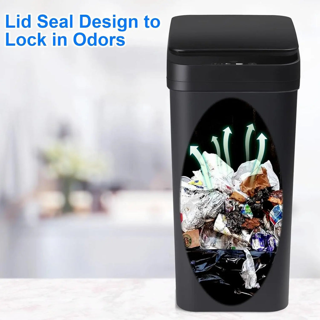 ONEKA Slim Motion Sensor Trash Can with Lid | Bathroom & Kitchen Motion Sensor Trash Can Axl