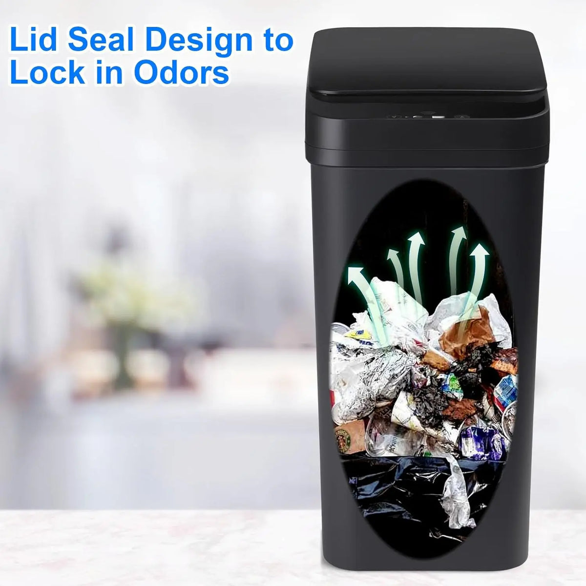ONEKA Slim Motion Sensor Trash Can with Lid | Bathroom & Kitchen Motion Sensor Trash Can Axl