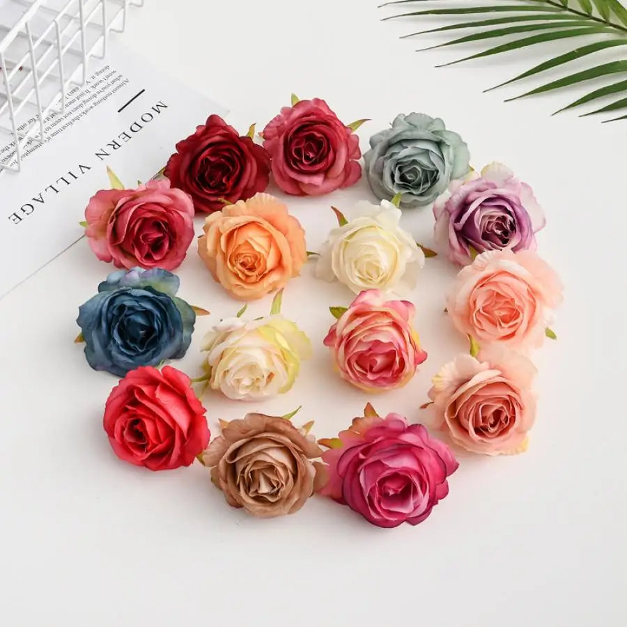 Silk Rose Flower Heads 10 Pcs – Wedding, Wreath & DIY Crafts Artificial Silk Flowers Axl