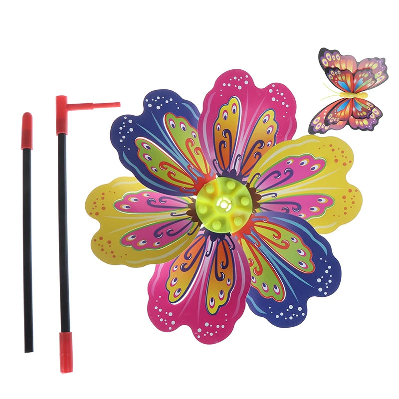 Butterfly Flower Wind Spinner – Colourful Garden Windmill Decor Garden Wind Spinner Axl