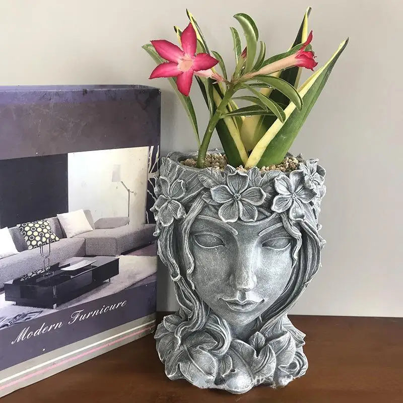 Goddess Statue Flower Pot – Resin Succulent Planter & Vase Decorative Planter Axl