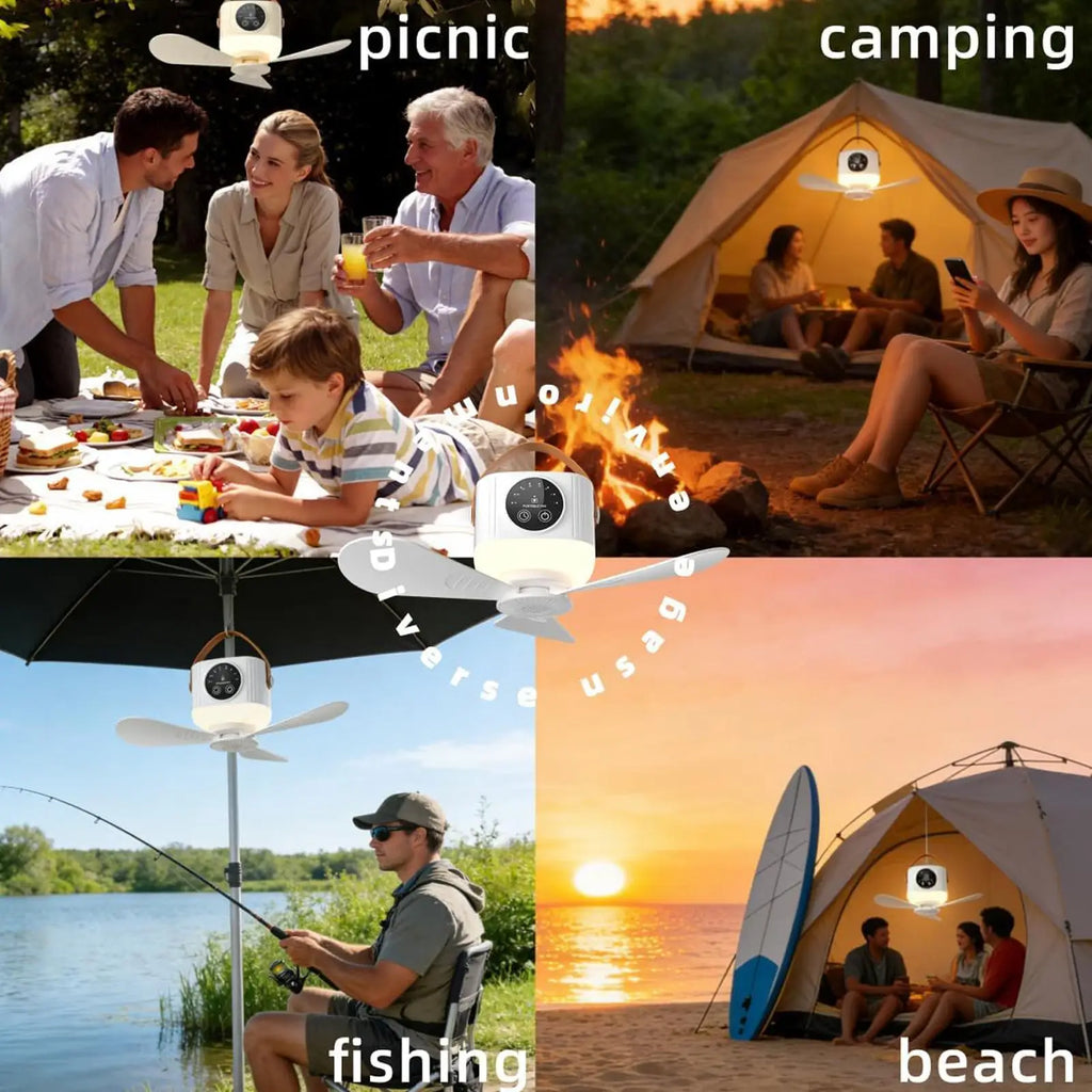 Portable Rechargeable Ceiling Fan with Light – 7200mAh 4 Speed Portable Ceiling Fan Axl