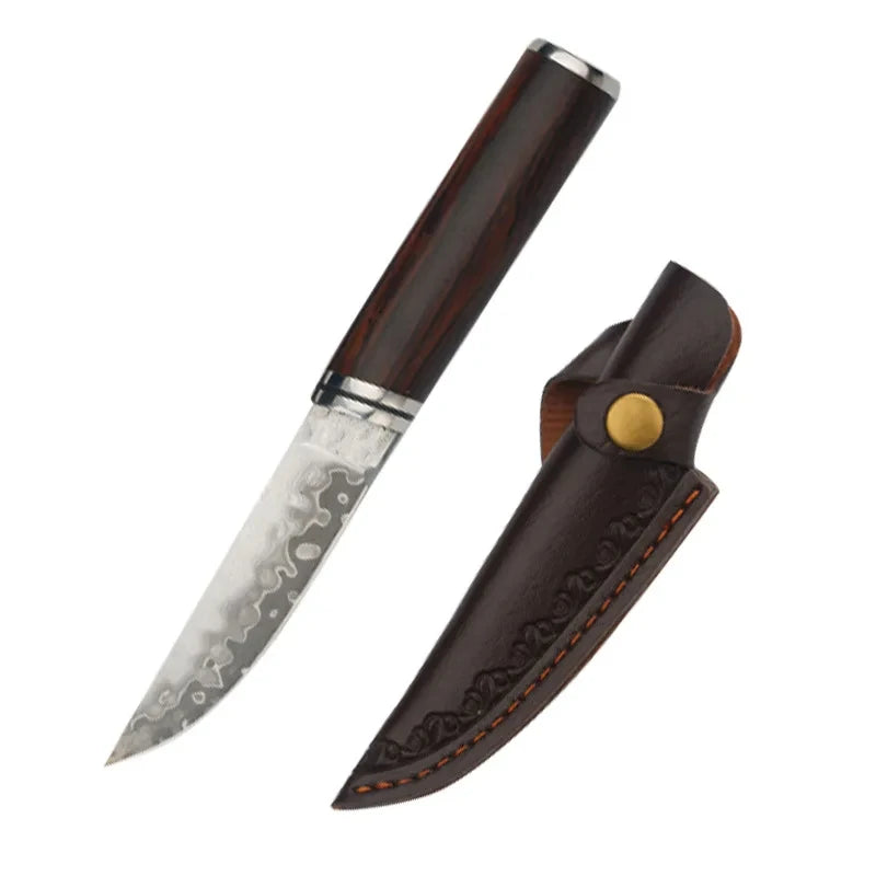Damascus Pattern Chef Knife 10Cr15MoV Steel | COOKCRAZE 3-Inch Damascus Chef Knife Axl Knife with cover