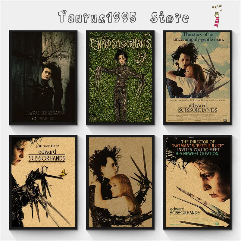 Edward Scissorhands Retro Kraft Paper Poster | Vintage Wall Art Vintage Wall Poster Axl