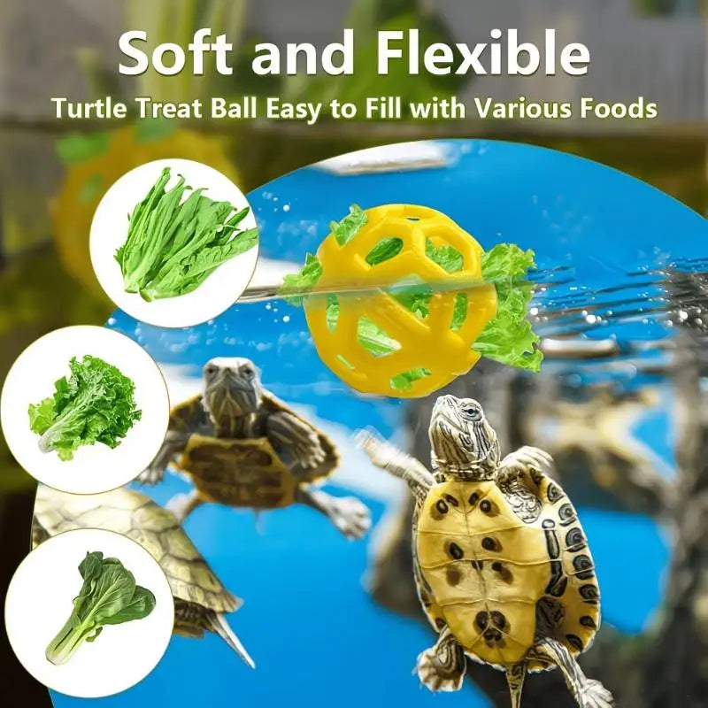 Turtle Shell Cleaning Brush & Feeding Ball | Aquarium Decor Turtle Tank Accessory Axl