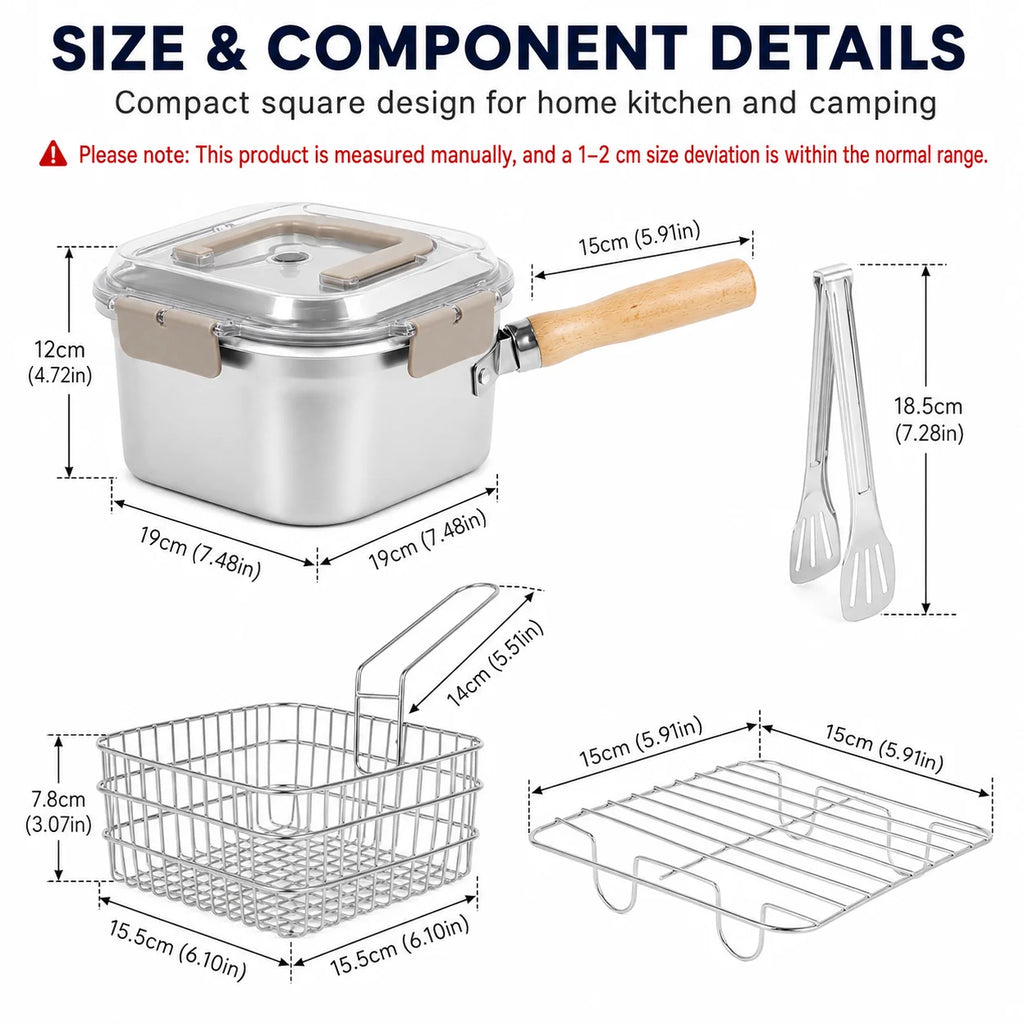 5-Piece Stainless Steel Deep Fry Pot Set with Basket & Lid Deep Fry Pot Set Axl