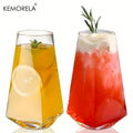 KEMORELA 500ml Geometric Highball Crystal Glasses – 1 or 2 Pack Highball Glass Set Axl 2PCS 500ml