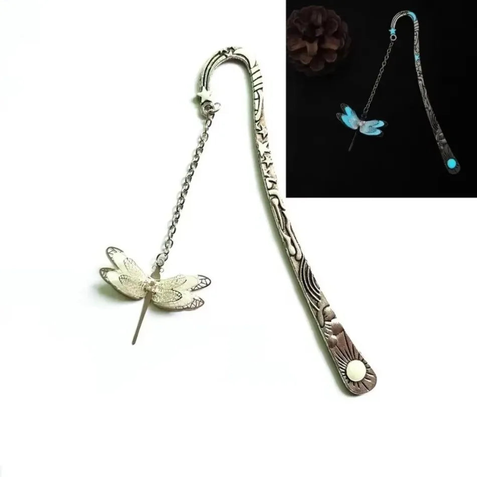 Luminous Metal Bookmark – Dragonfly & Butterfly Glow Design Metal Bookmark Axl
