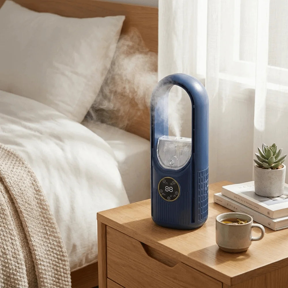 6-Speed Bladeless Mist Fan – Silent Portable Desktop Cooler Desktop Mist Fan Axl