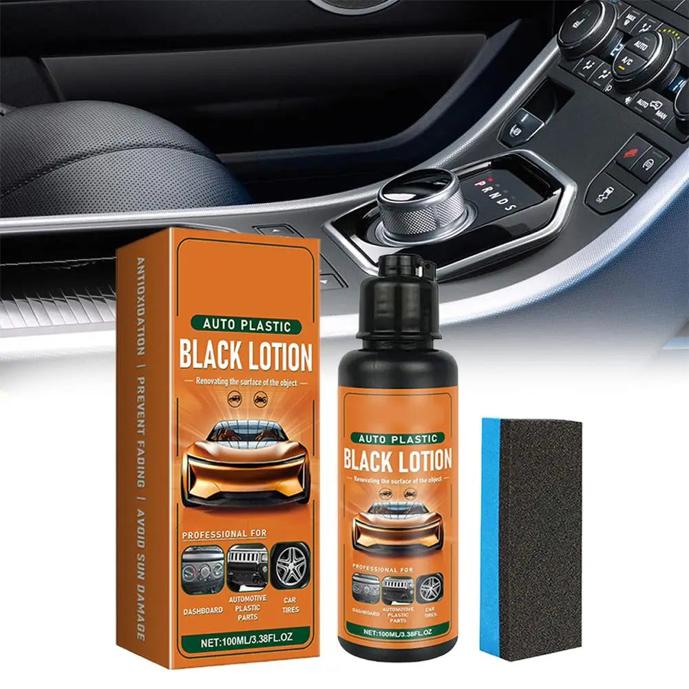 Car Black Plastic Restorer 100ml with Sponge | Dashboard & Bumper Plastic Trim Restorer Axl