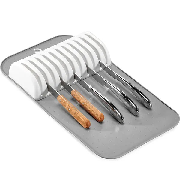 Non-Slip Knife Drawer Organizer Mat – 5 & 11 Slot Holder Knife Drawer Organizer Axl 11 Slot