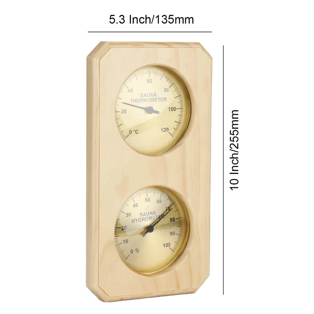 Wood Sauna Thermometer & Hygrometer – Mechanical, No Battery Sauna Thermometer Hygrometer Axl