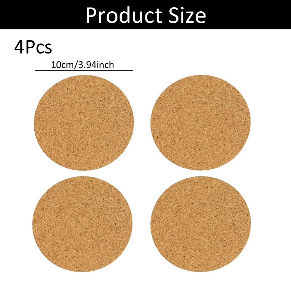 Round Cork Coasters – Heat-Resistant Drink Coasters Set of 2/4/6 Cork Drink Coasters Axl 4Pcs Round 10x10cm