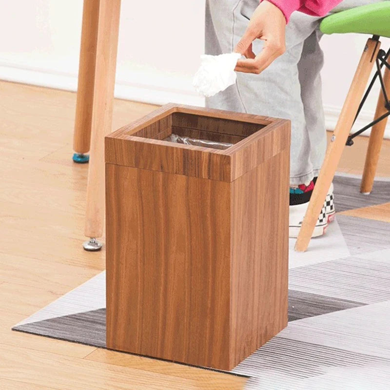Nordic Wooden Trash Can – Minimalist 12L Wastebasket Wooden Waste Bin Axl