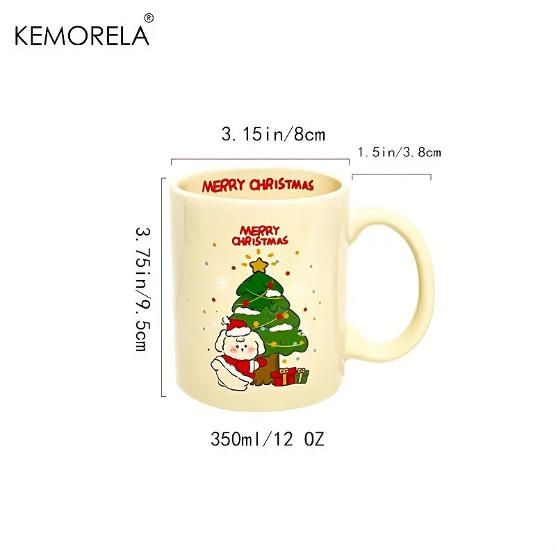 KEMORELA 350ml Christmas Ceramic Coffee Mug with Spoon Ceramic Coffee Mug Axl